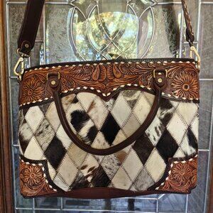 American Darling Hair-On Tooled Leather Concealed Carry Tote